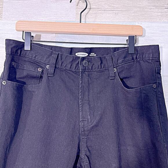 OLD NAVY Built In Flex Skinny Jeans Black Stretch Denim Mens 33x30 - Picture 2 of 7